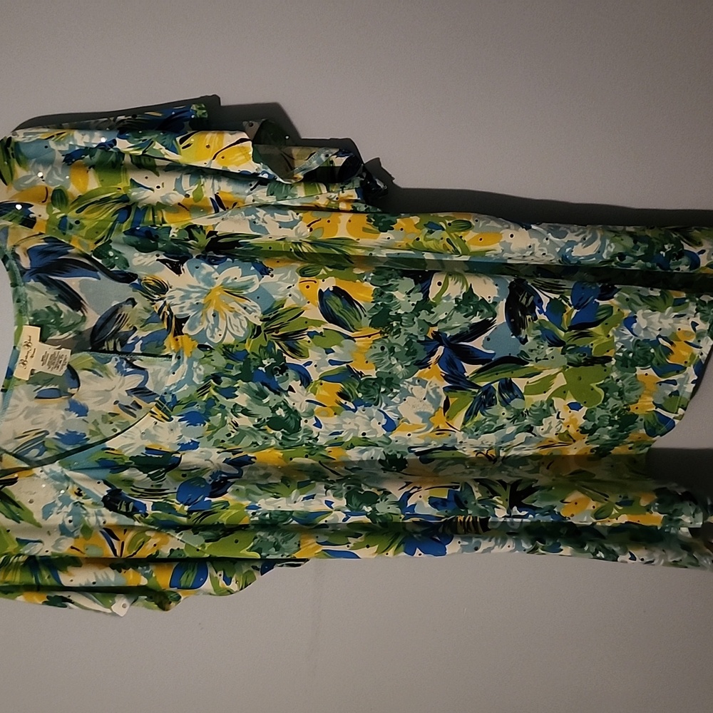 Brittany Black Blue and Green Floral Blouse